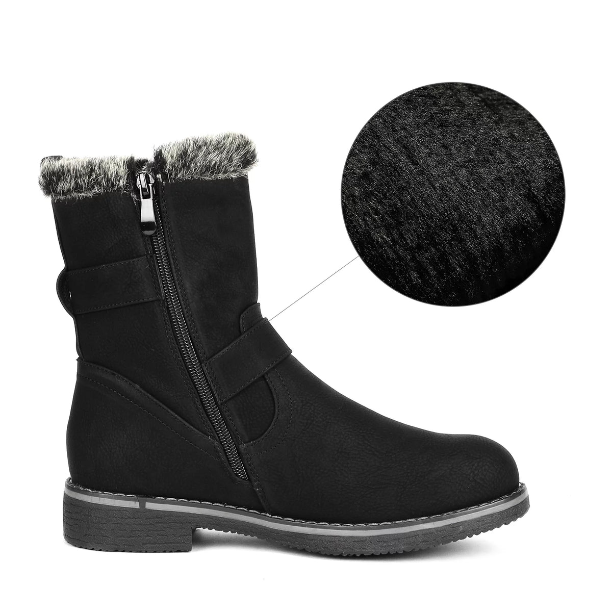 Black Mid Calf Winter Snow Boots X979763