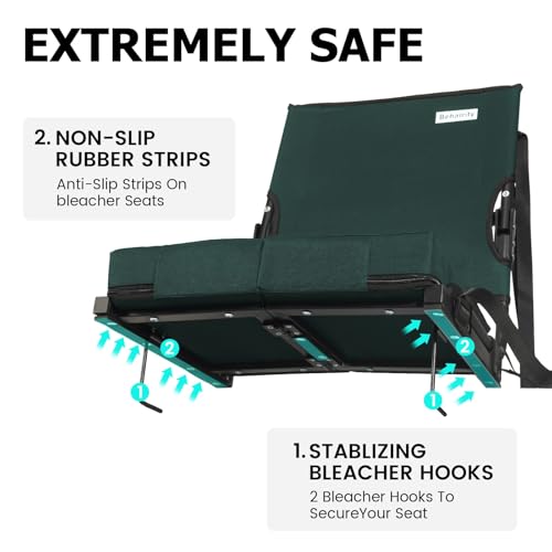 Portable Folding Padded Stadium Chair with Back Support Y5036