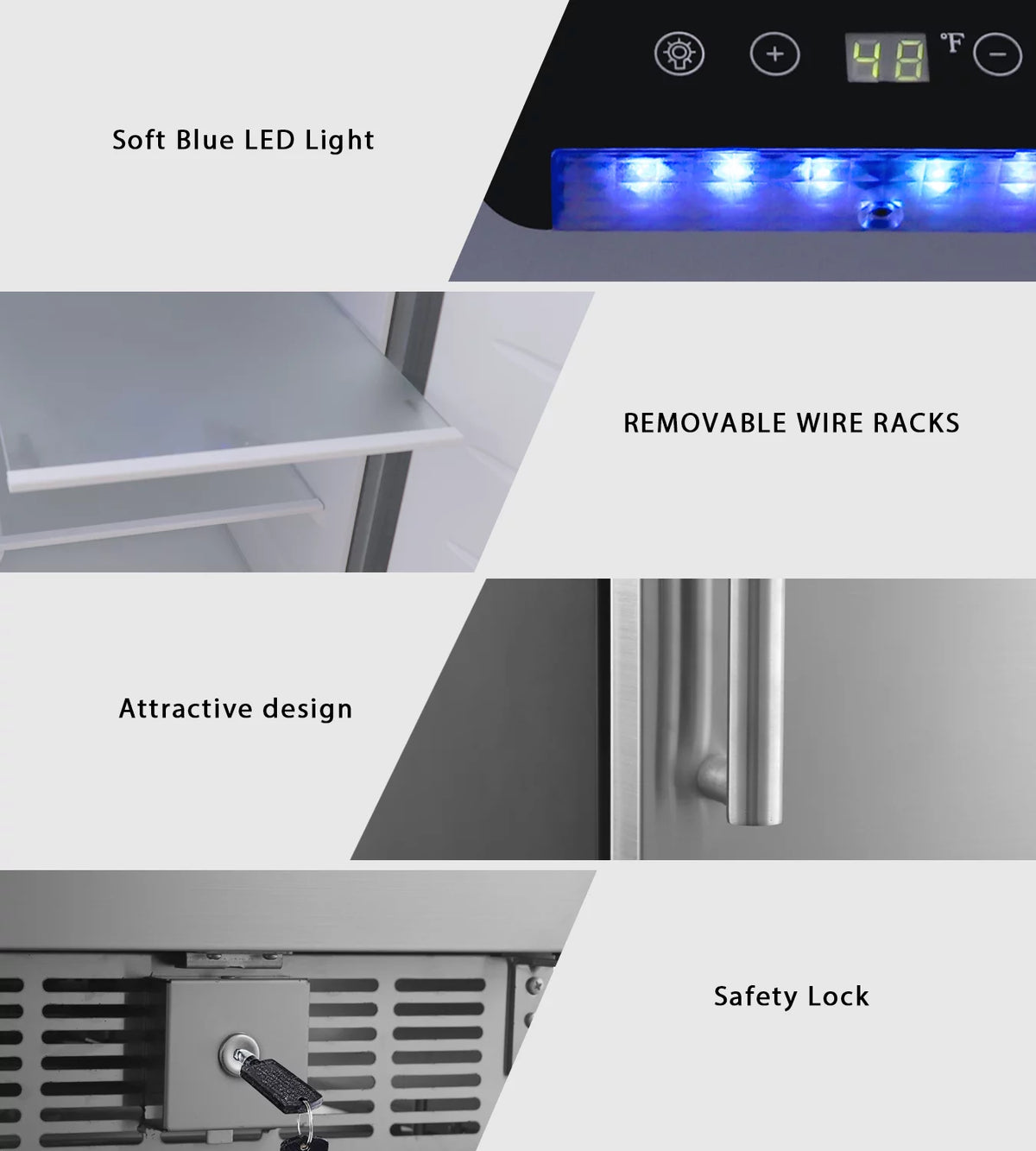 2.9 Cubic Feet Built-In Stainless Steel Mini Fridge Z864