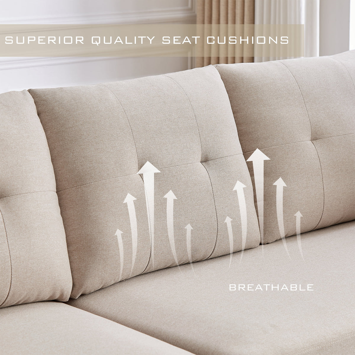 Modern Sectional Sofa with Reversible Chaise L Shaped 4-Seat Convertible Sofa P65308