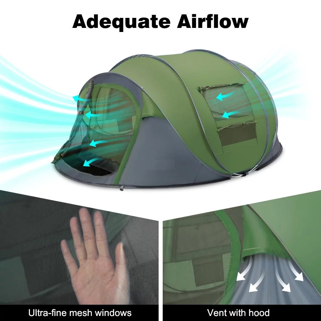 4 Person Pop up Tent Waterproof 2 Doors Q64023