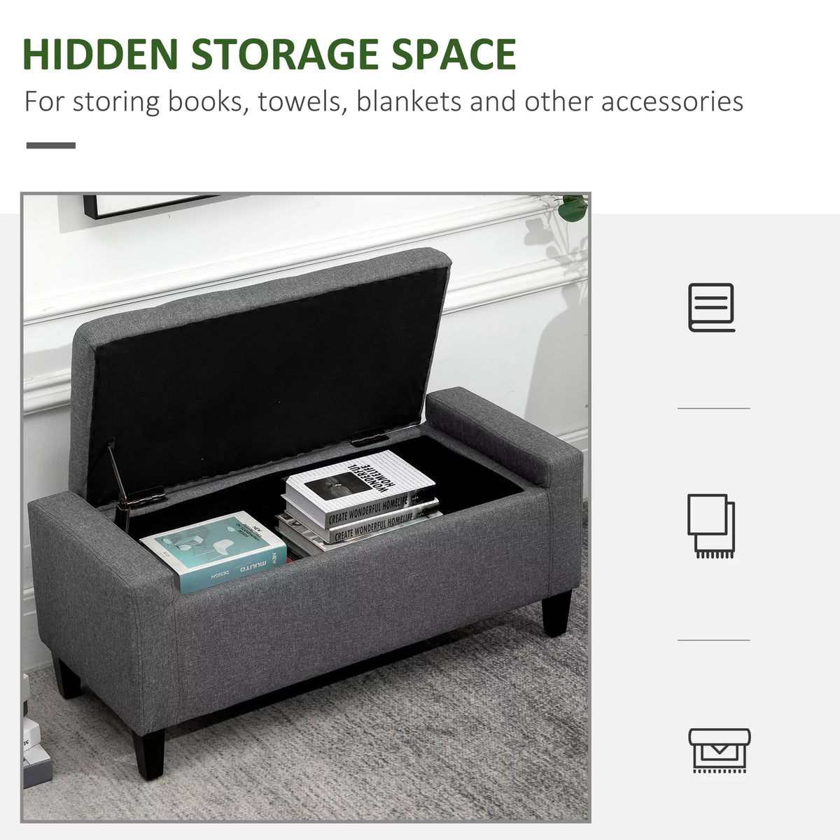 Linen Storage Ottoman Bench N1988