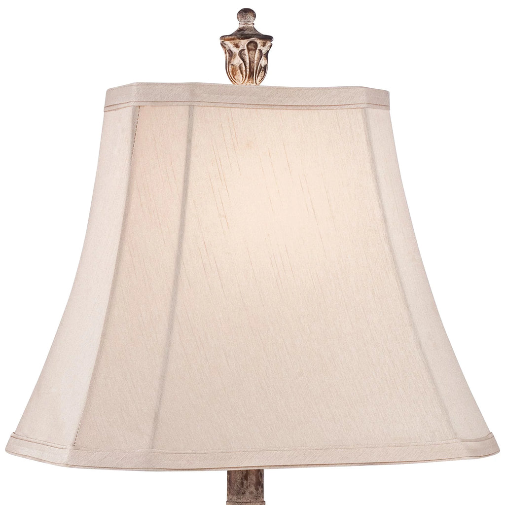 Antique Gold Table Lamp with Off White Rectangular Shade W675
