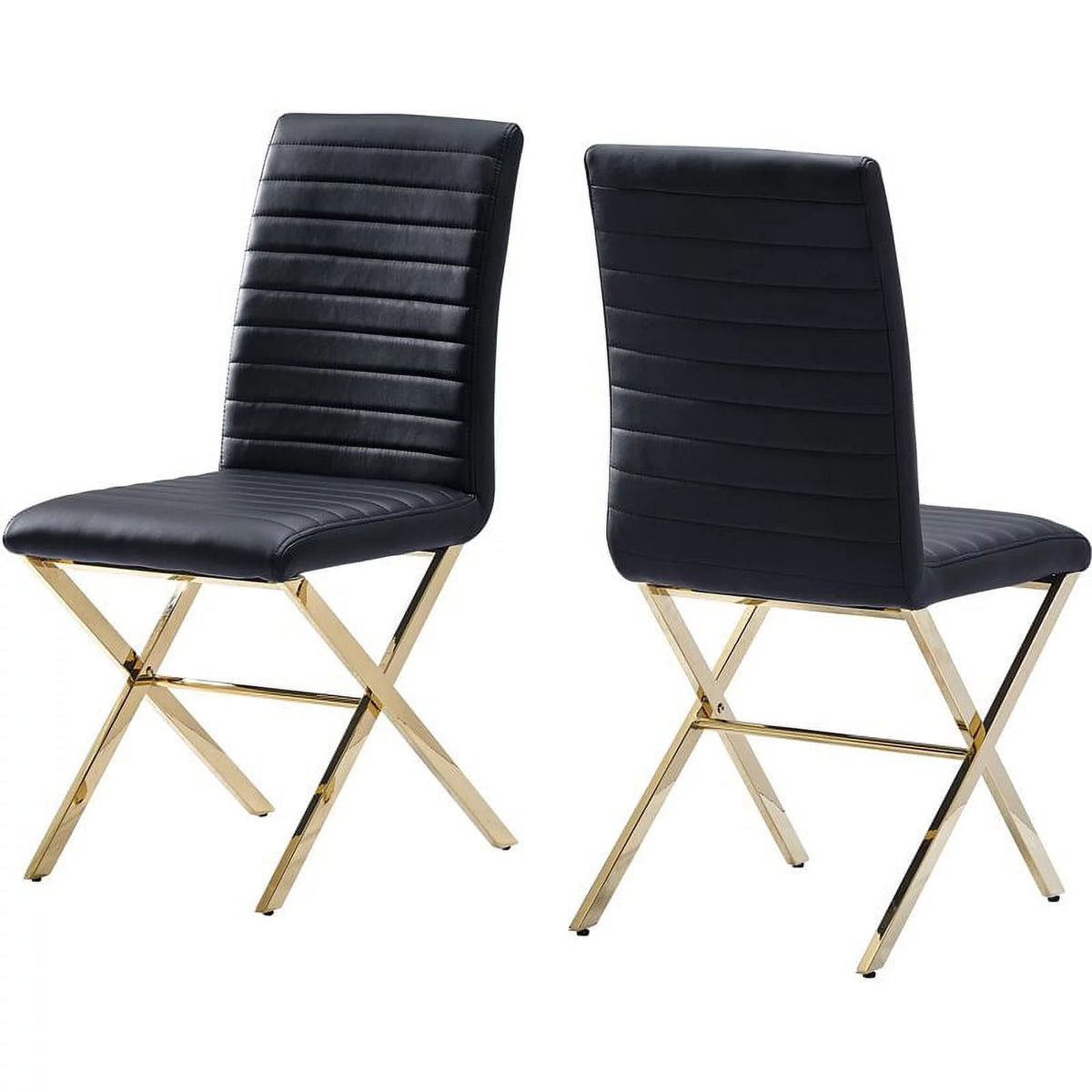 Black Faux Leather Dining Chair Set of 2 B2689