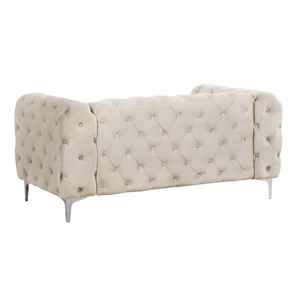 2-Piece Button Tufted Velvet Sofa Set Beige H7664