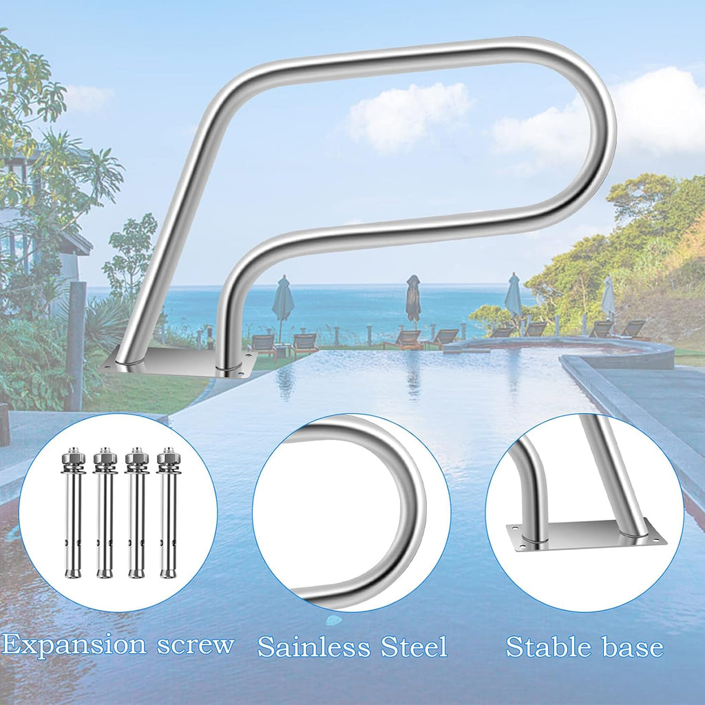 Stainless Steel Pool Hand Rail with Blue Grip Cover Q294