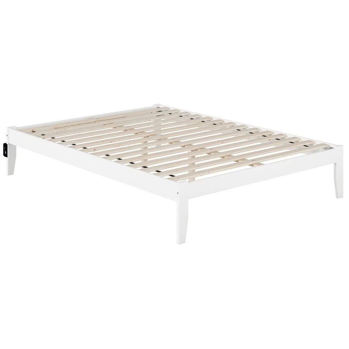 White Queen Solid Wood Bed with USB Charging Station O18157