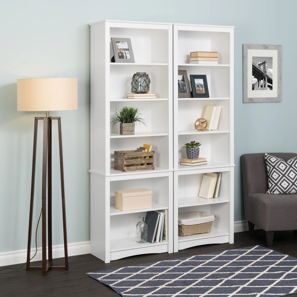 80" Tall White Bookcase with Adjustable Shelves D549724
