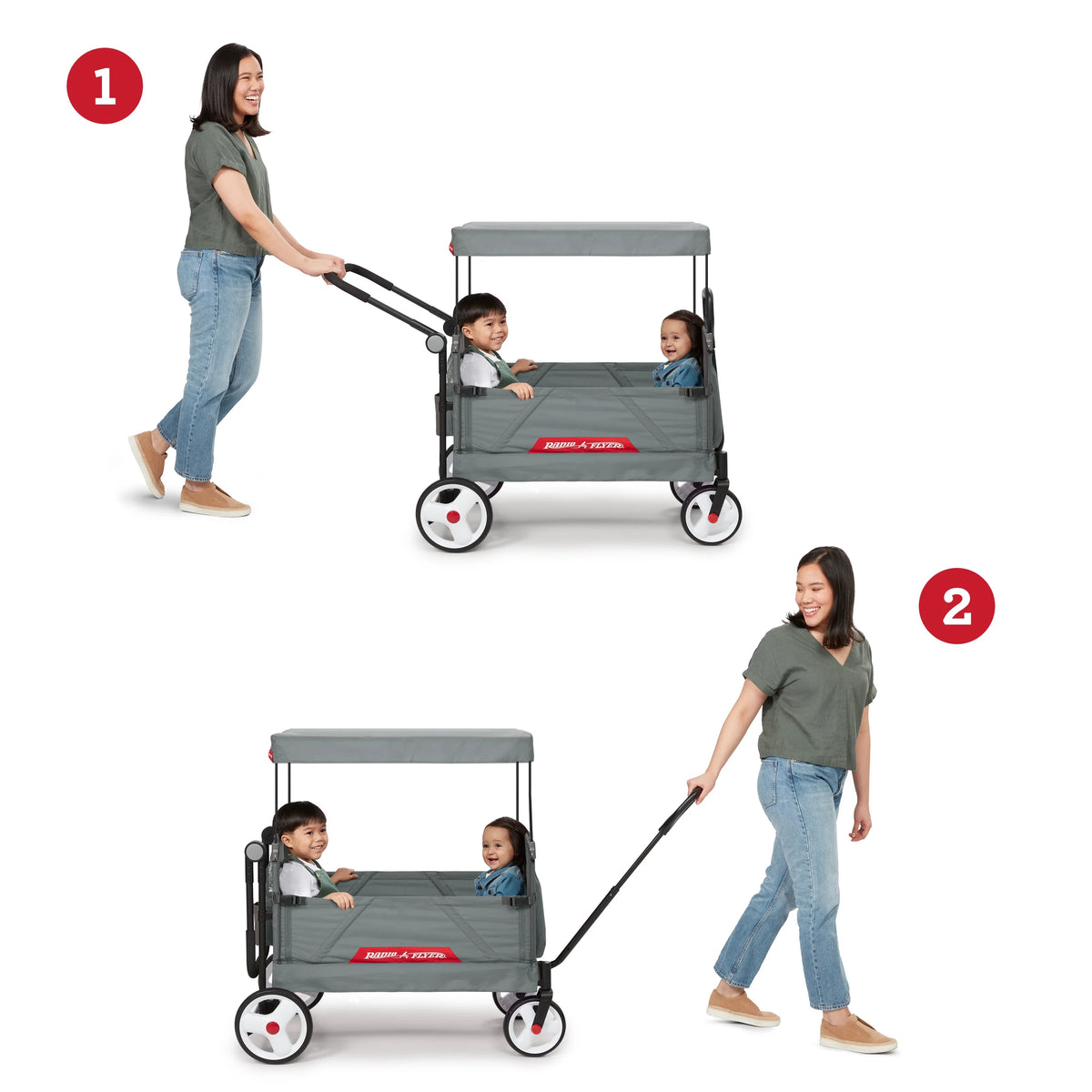 Gray Push and Pull Folding Fabric Wagon S949879