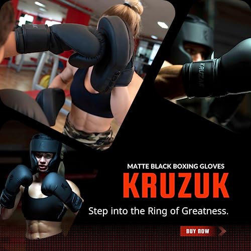 Matte Black Boxing Gloves and Pads W8588