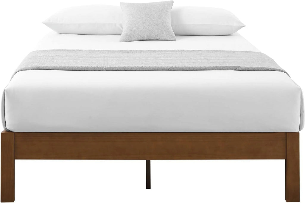 Queen Antique Espresso Wood Platform Bed Frame H3193