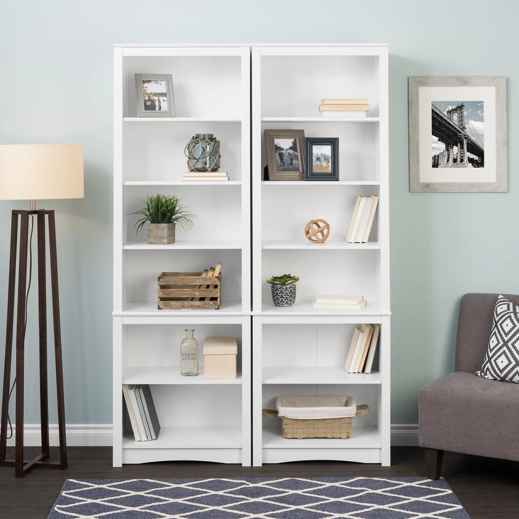 80" Tall White Bookcase with Adjustable Shelves D549724
