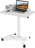 White Adjustable Rolling Laptop Desk Cart E634