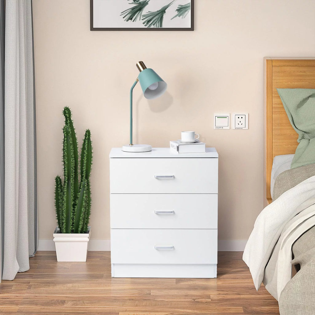 Set of 2 White 3 Drawer Dresser T6916