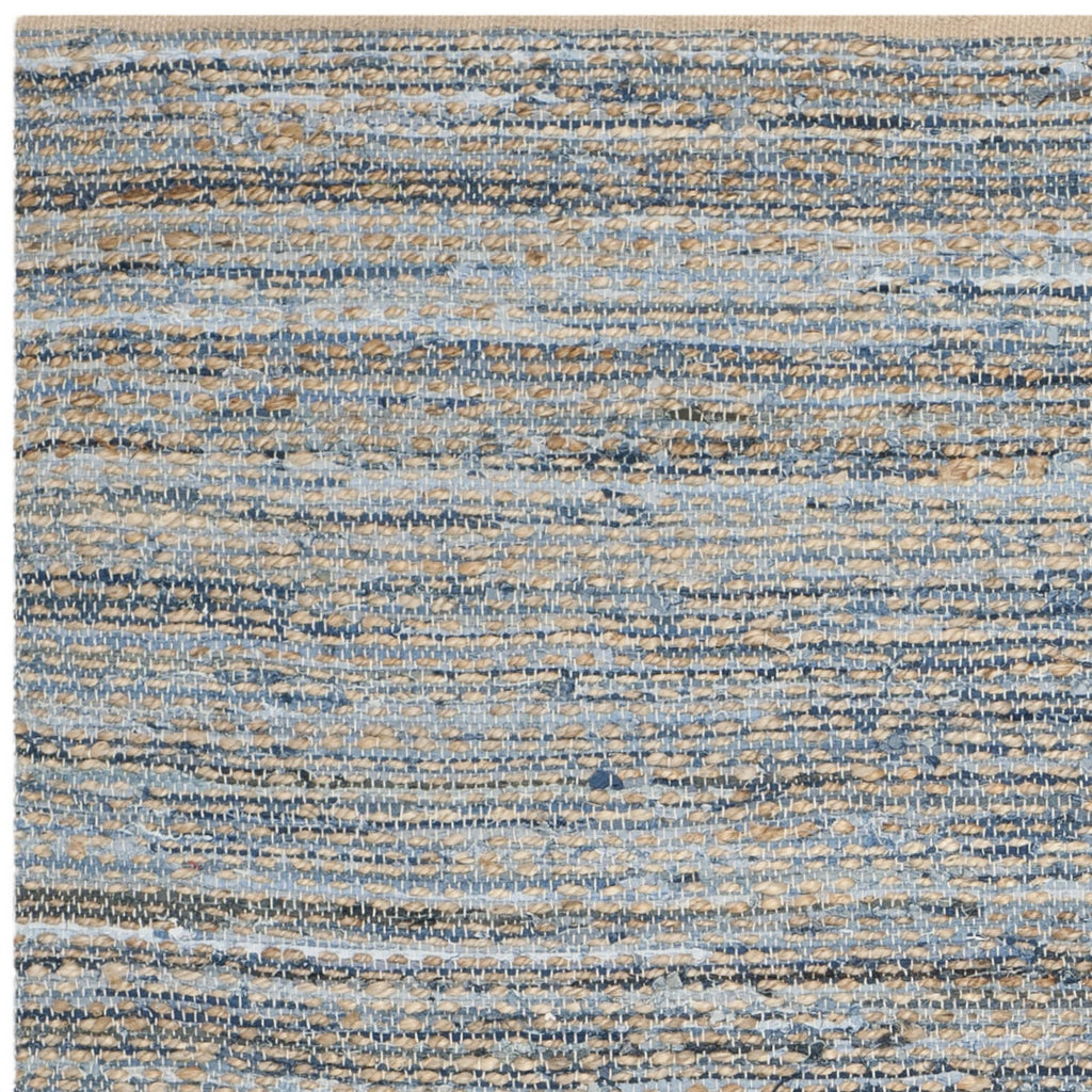 Natural Blue Striped Jute Area Rug 9' x 12' J94571