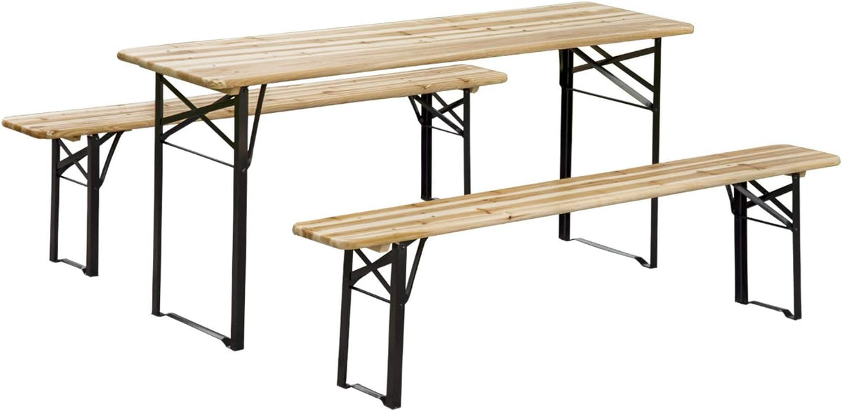 Wooden Outdoor Folding Picnic Table Set with Benches W275813
