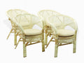 Set of 4 White Wash Rattan Wicker Dining Armchairs R120