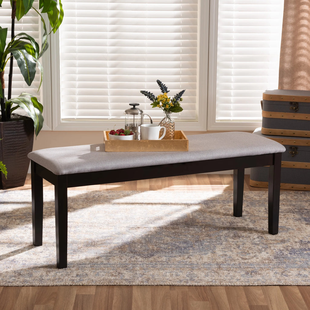 Grey Fabric Upholstered Wood Dining Bench B3346
