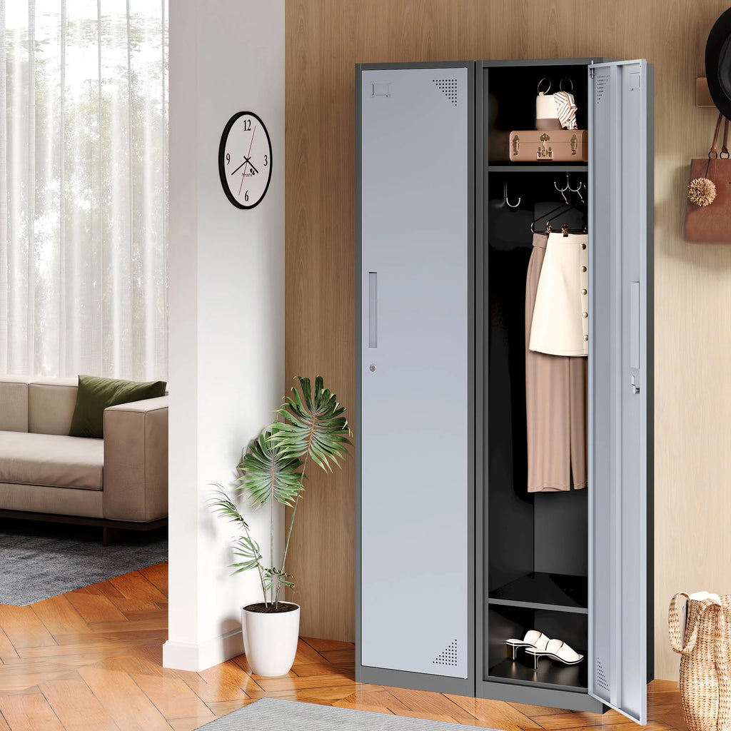 71" Gray Steel Storage Cabinet with Door E942