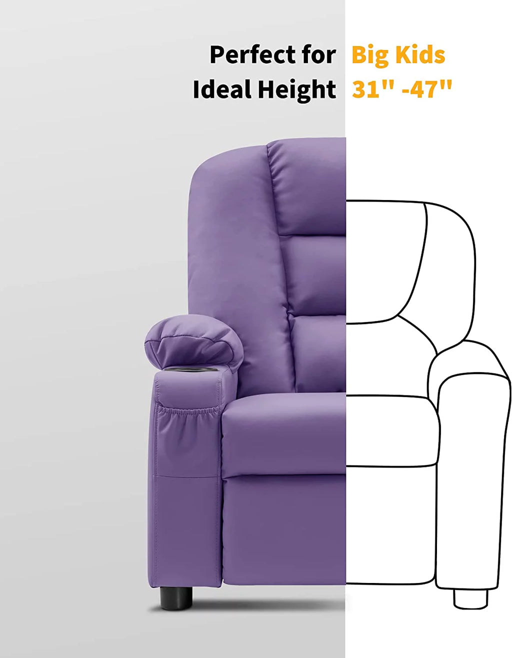 Faux Leather Recliner Chair with Cup Holders I573