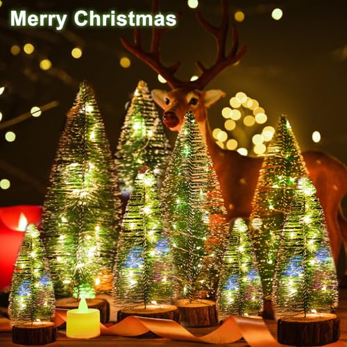 4 PCS Mini Artificial Christmas Trees with LED String Lights I6966
