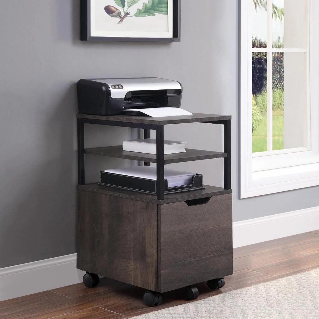 Wood 1-Drawer Mobile Storage Cart N678