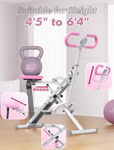 Pink Foldable Rowing Machine with 4 Resistance Bands G42822