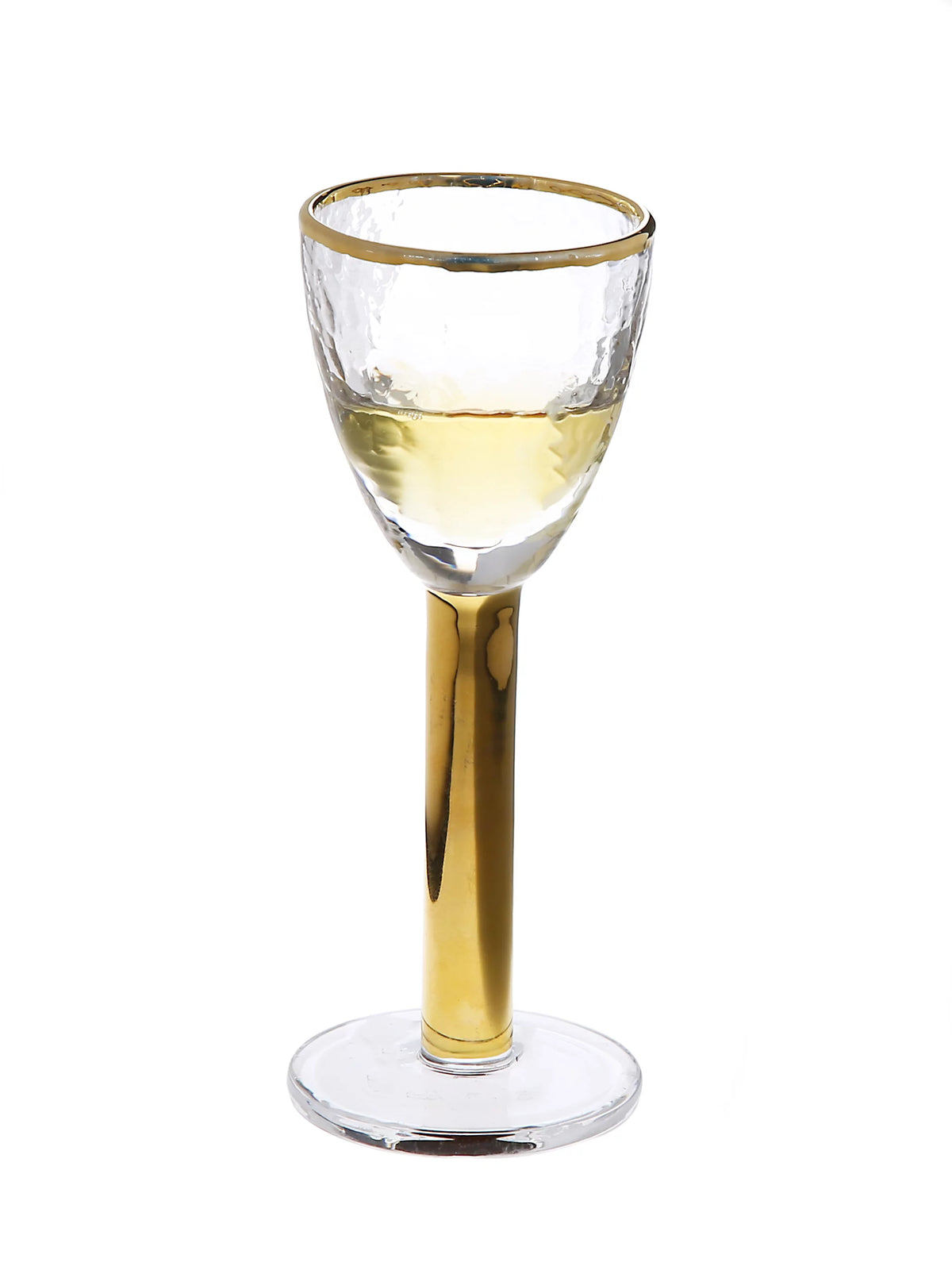 Stemmed Liquor Glasses with Gold Stem & Rim, Set of 6 J432534