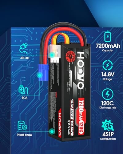 7.4V 70C 6200mAh 2S Lipo Battery Hard Case with Plug 2 Packs W223366
