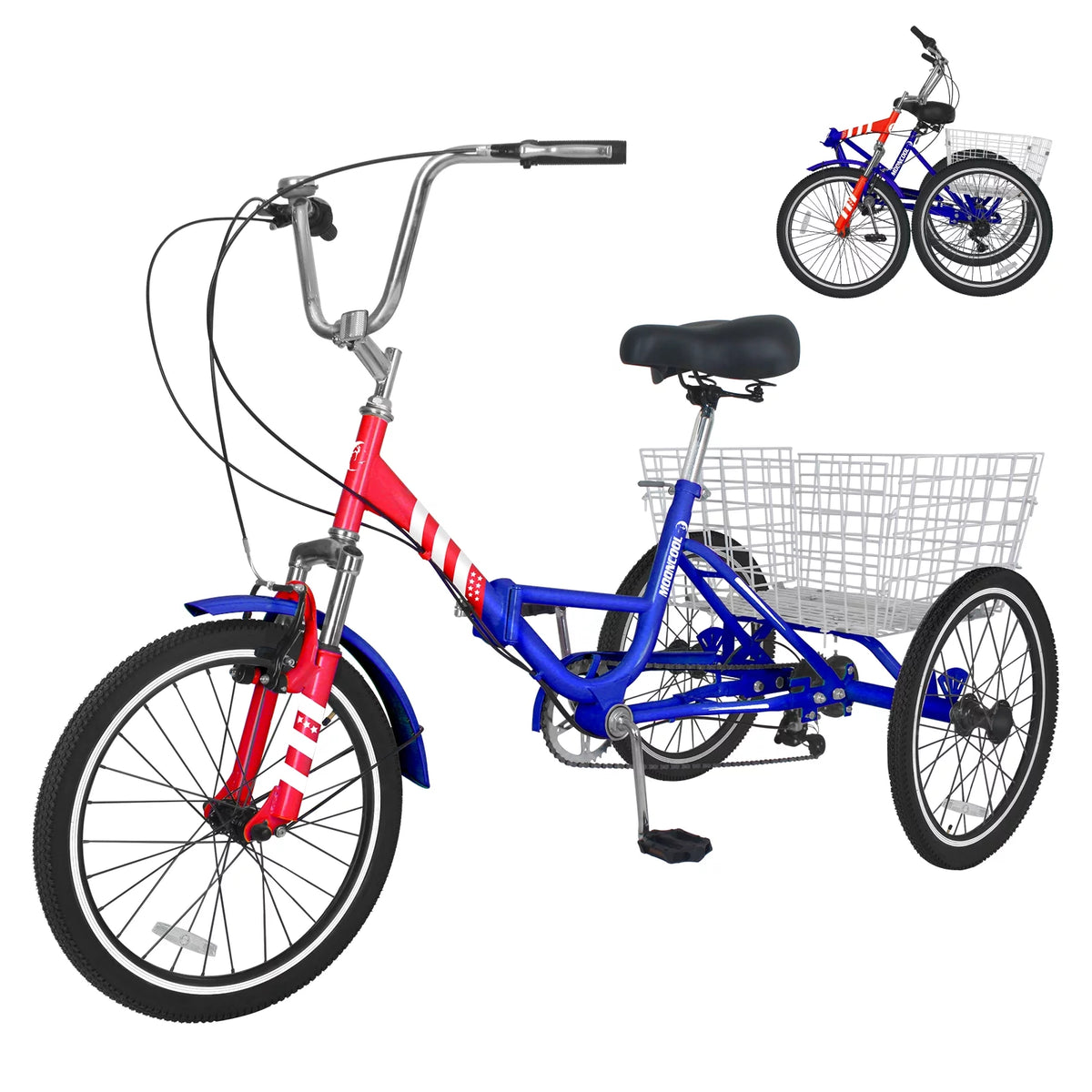 24 Inch 7-Speed 3 Wheels Folding Tricycle T53591