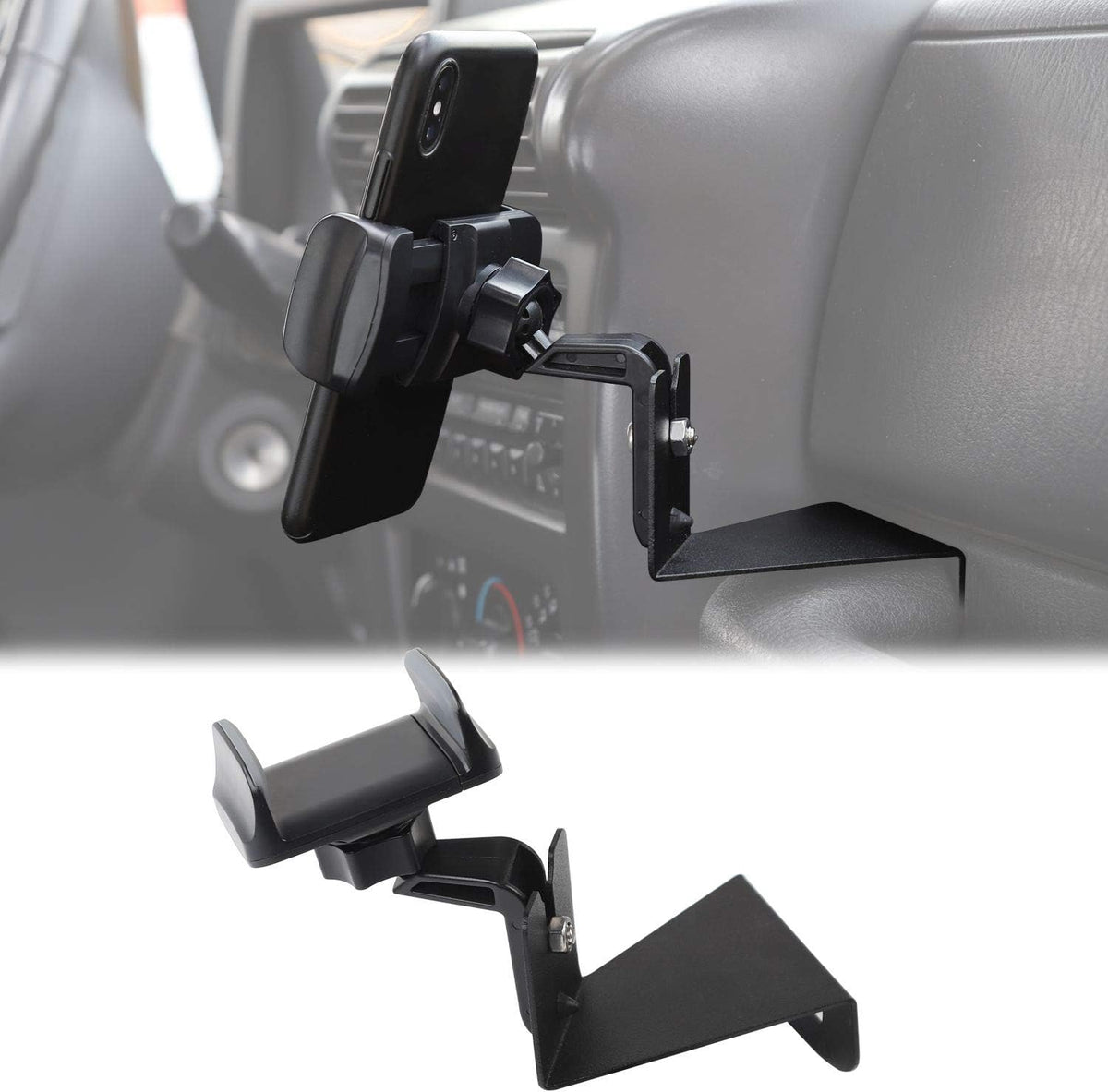 Multi-Functional Phone Holder, Radio Holder Walkie Talkie Mount Bracket, Black Pack of 2 Q1236