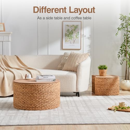 Set of 2 Wicker Rattan Coffee Table with Storage D7056