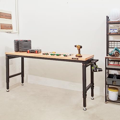 60" Adjustable Heavy Duty Workbench 2000 LBS with Power Outlets P49902