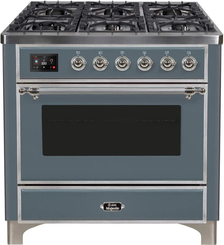 Blue Grey Dual Fuel Propane Gas Range with Chrome Trim T980493