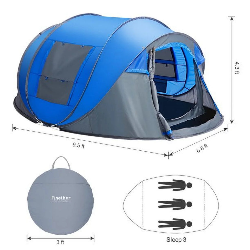 4 Person Pop up Tent Waterproof 2 Doors Q64023