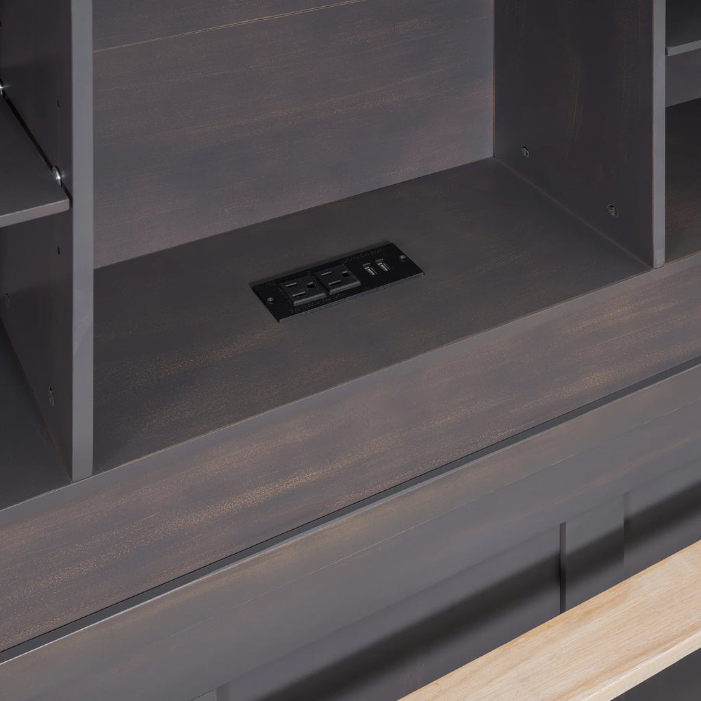 Twin Size Wood Platform Bed with Storage Headboard and Trundle R4869