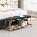 Shoe Storage Bench with Velvet Seat and Gold Legs P12579