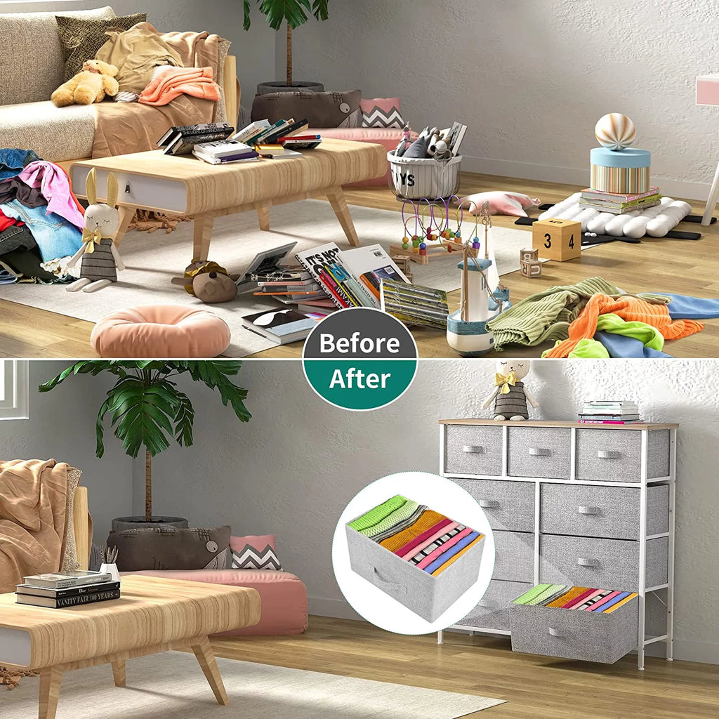 Light Gray 9 Drawer Dresser Storage Chest R9497