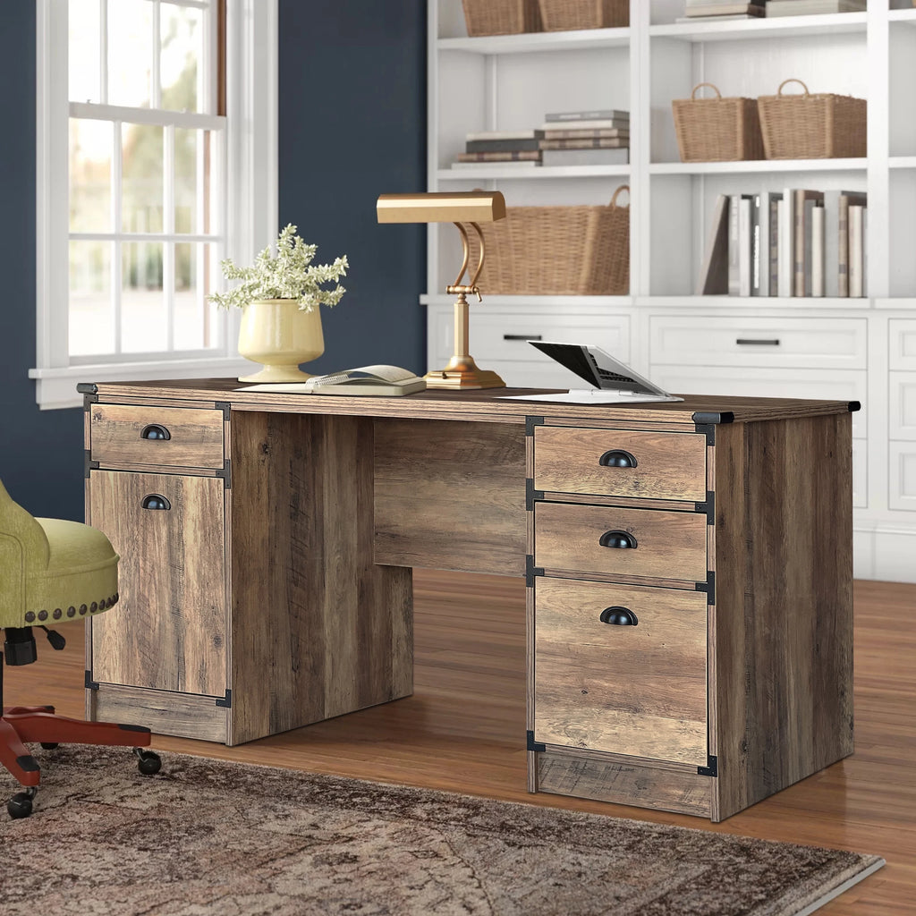 Oak Particle Board and Wood Desk V4096