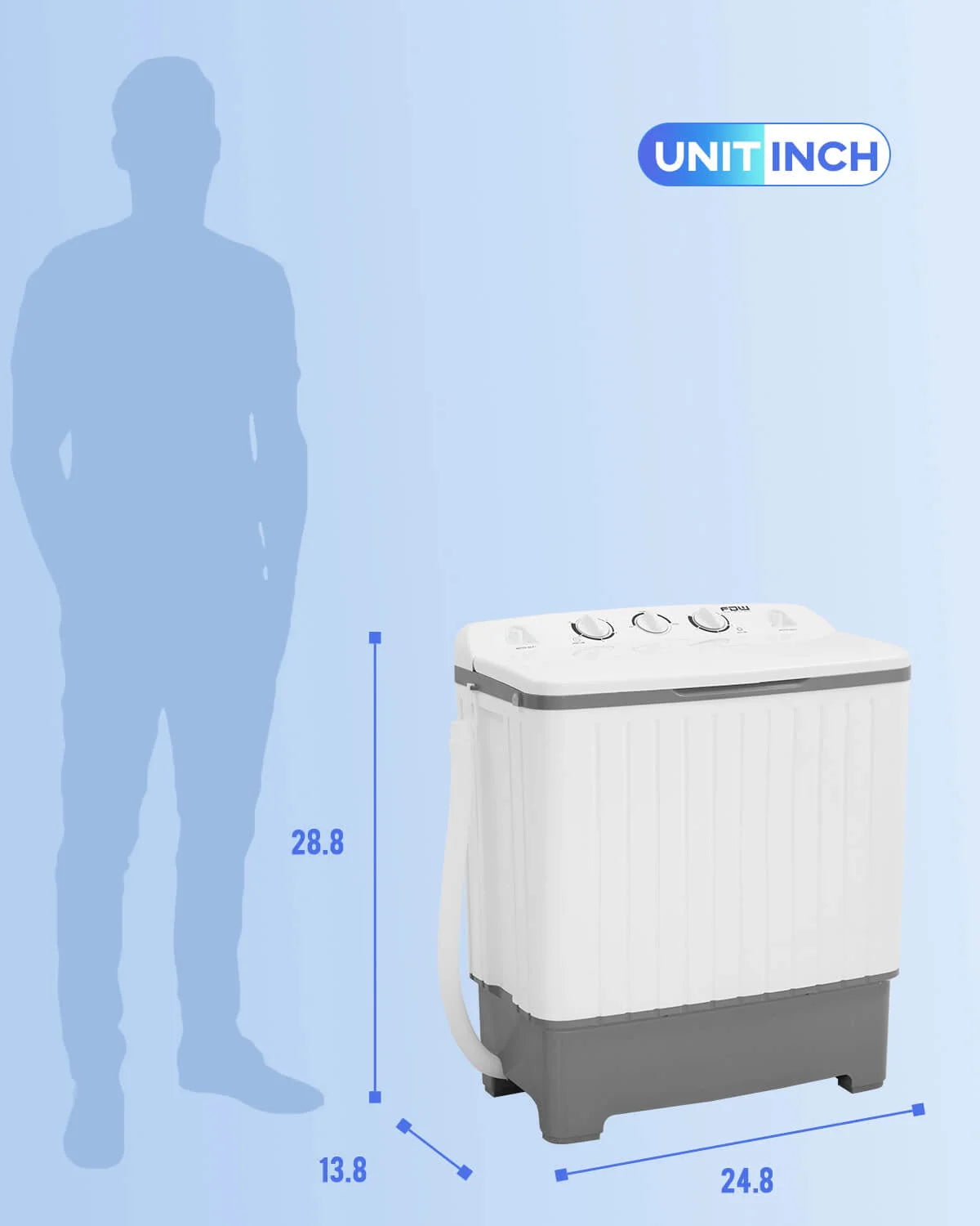 Portable Automatic Washing Machine 10lbs Twin Tub Compact Washer with Spin Dryer White V48294