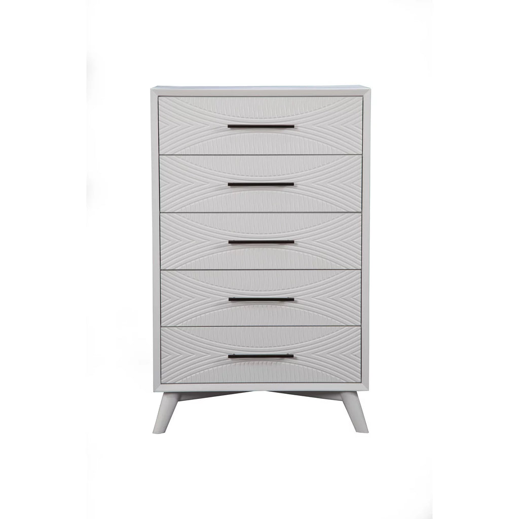 White 5 Drawer Wood Chest J529