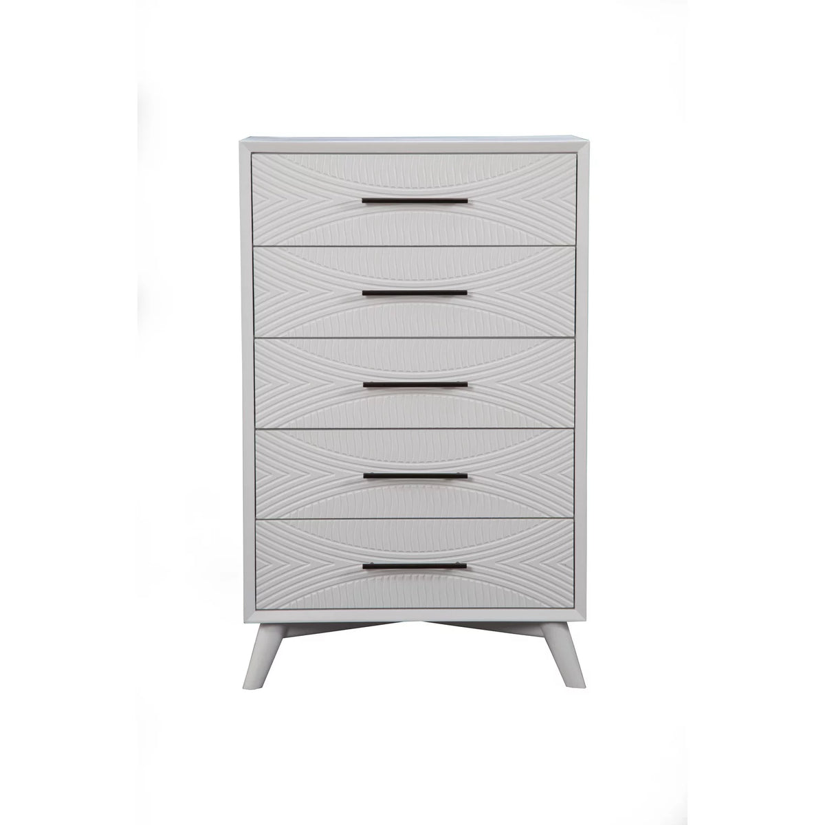 White 5 Drawer Wood Chest J529