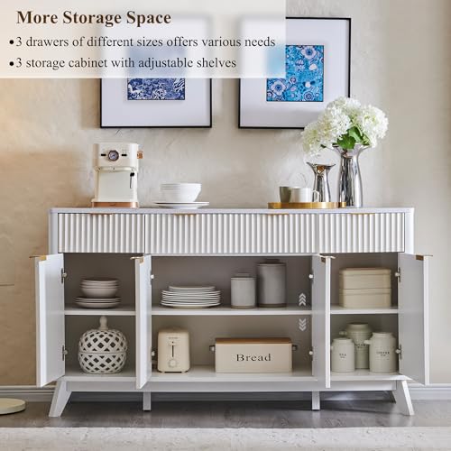 60" Buffet Sideboard Cabinet with 4 Doors and 3 Drawers M161
