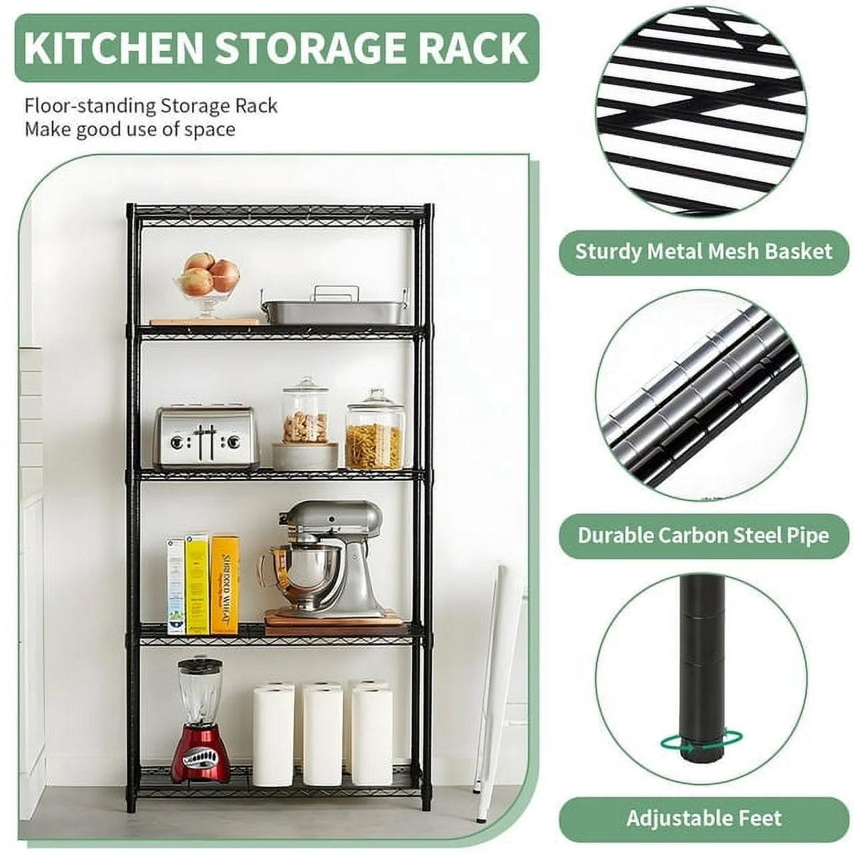 5 Tier Metal Storage Shelving Unit 35 x 14 x 70" R123565