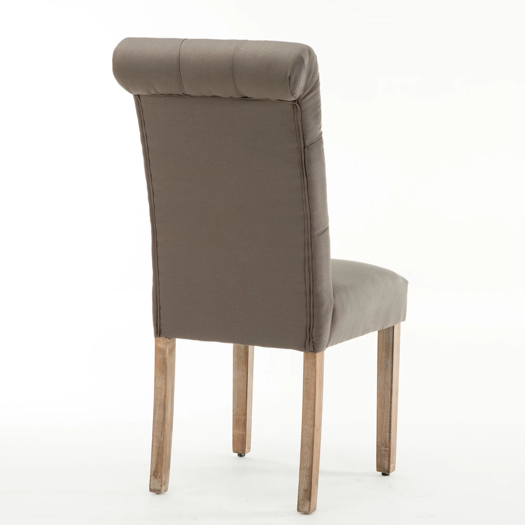 Grey Linen Fabric Tufted Dining Chair Set of 2 T18454