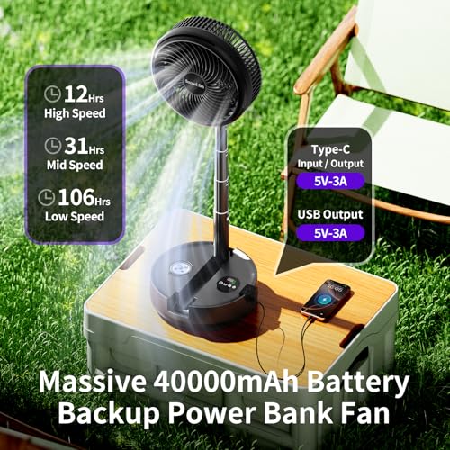 20000mAh Portable Rechargeable Foldable Fan with 8-Speed V67619