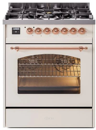 Antique White Copper Trim 30 Dual Fuel Propane Gas Range S262567