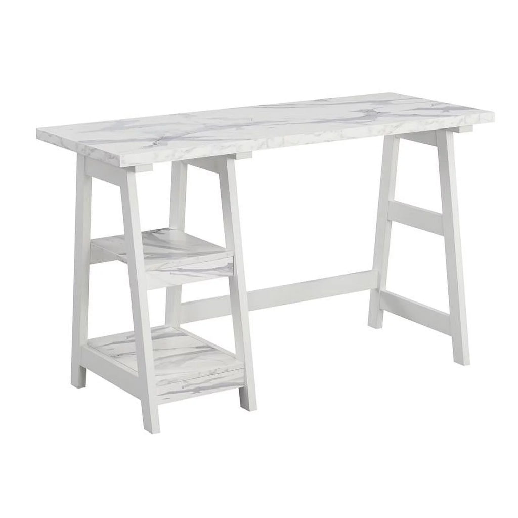 White Trestle Desk with Shelves V519784