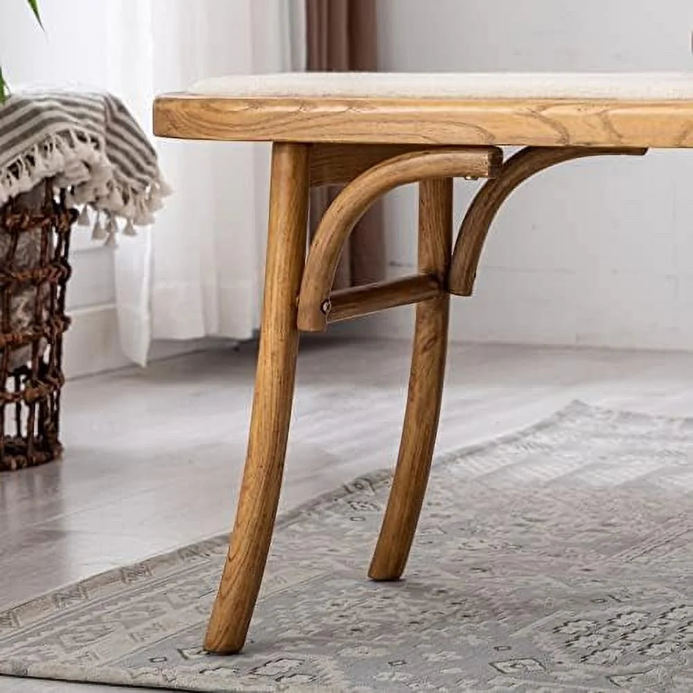 Black Wood Dining Bench with Rattan Seat D67697
