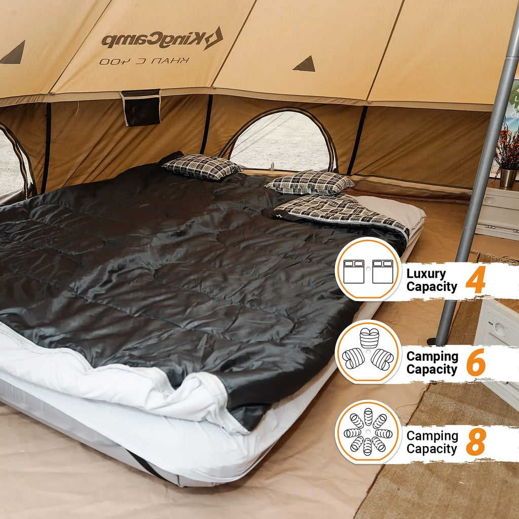 Canvas Bell Tent with Stove Jack Hole, 8-People 4 Seasons P34509